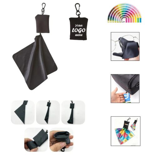 Microfiber Screen Cleaning Cloth Pouch Keychain Set