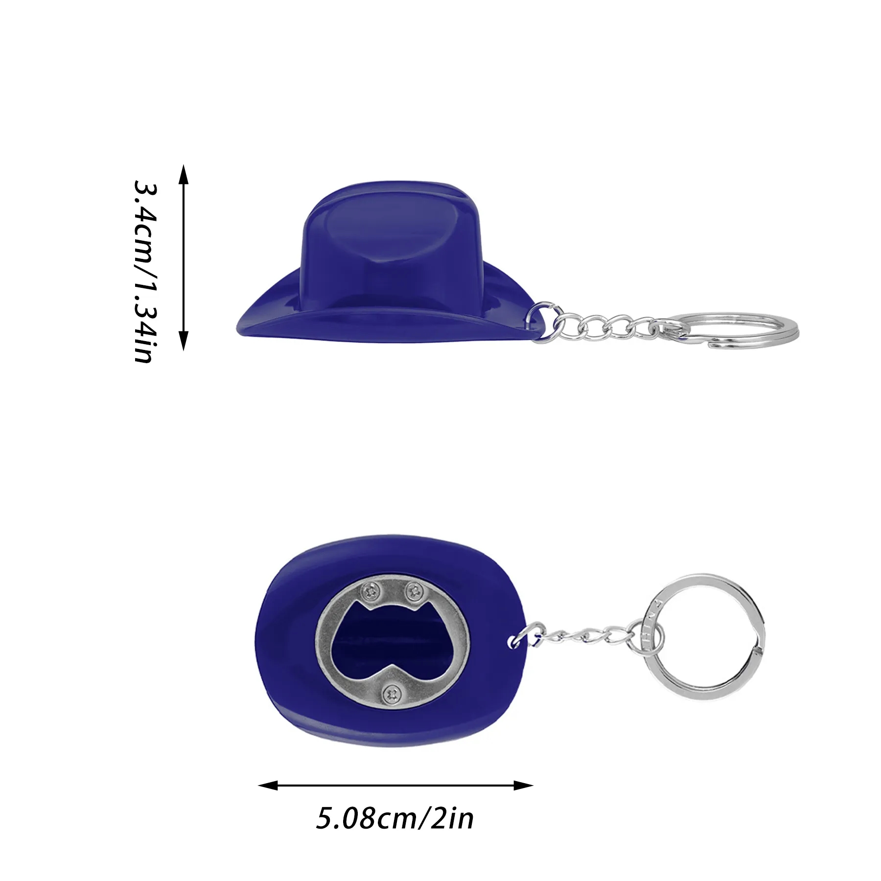 Cowboy Hat Bottle Opener Keychain With Split Ring - Image 2