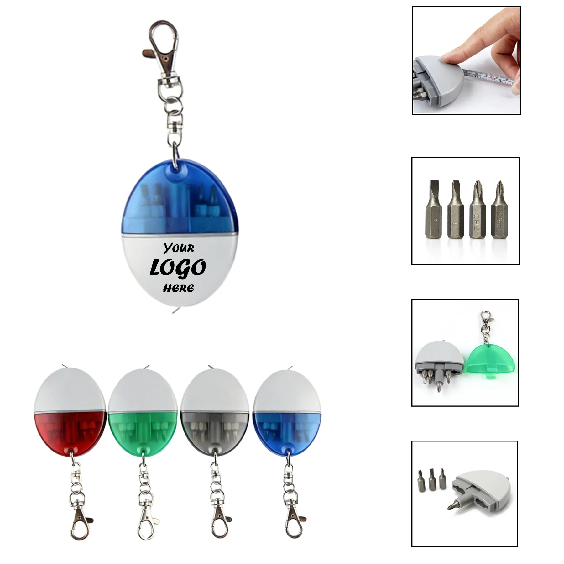 Mini Tape Measure Tool Kit Keychain With Screwdrivers