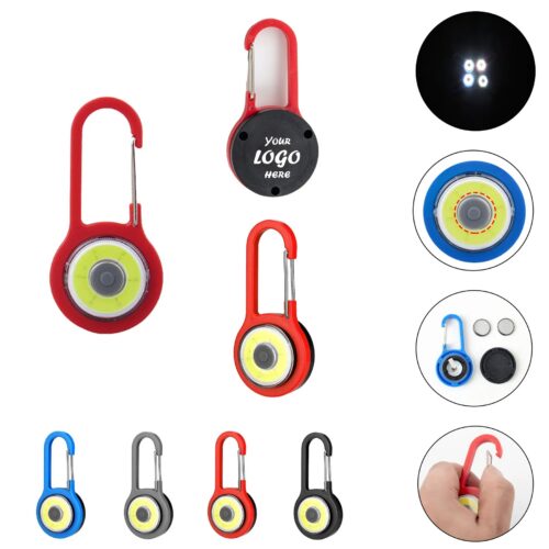 COB Safety Light Carabiner Keychain With Batteries