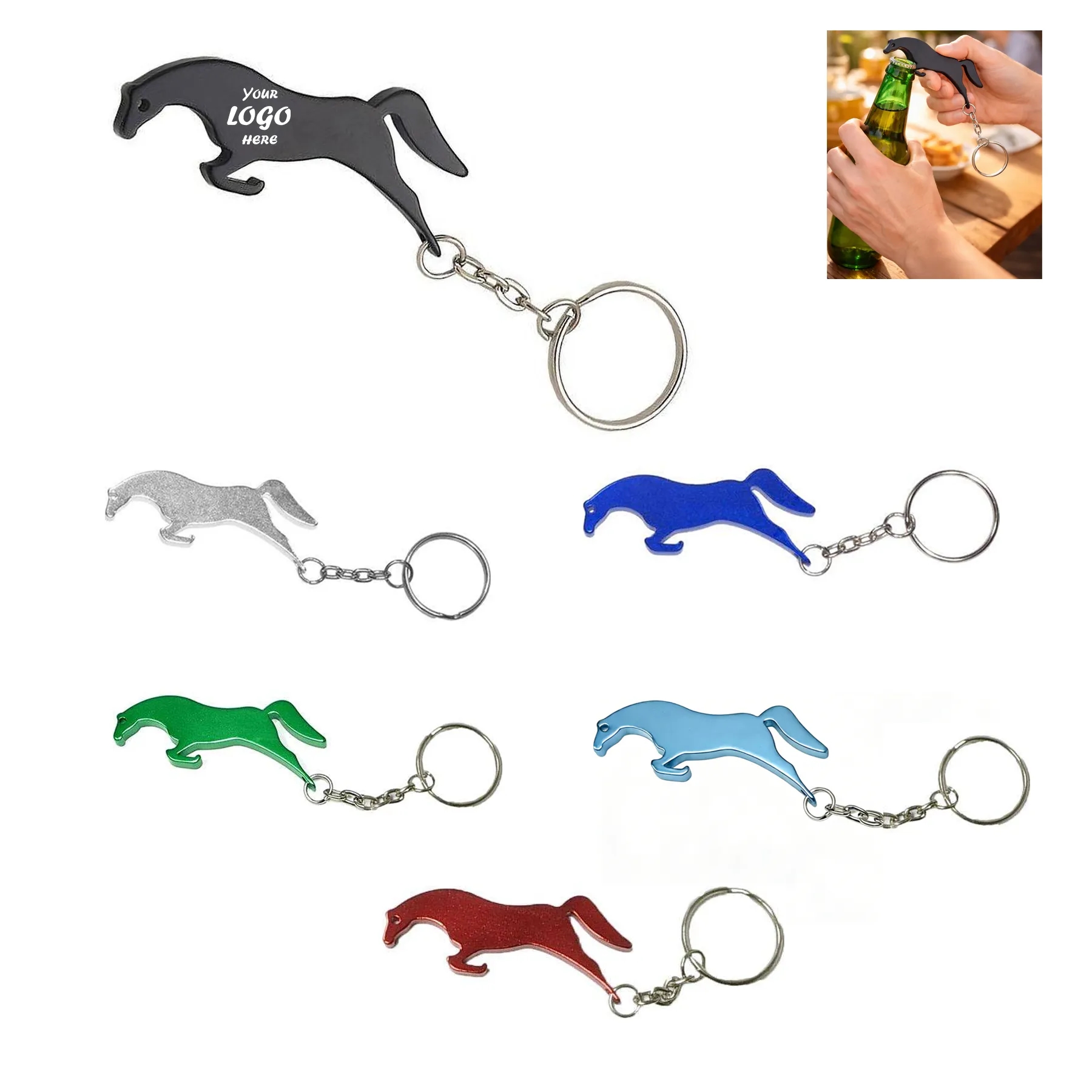 Horse Shape Aluminum Bottle Opener Keychain Tool