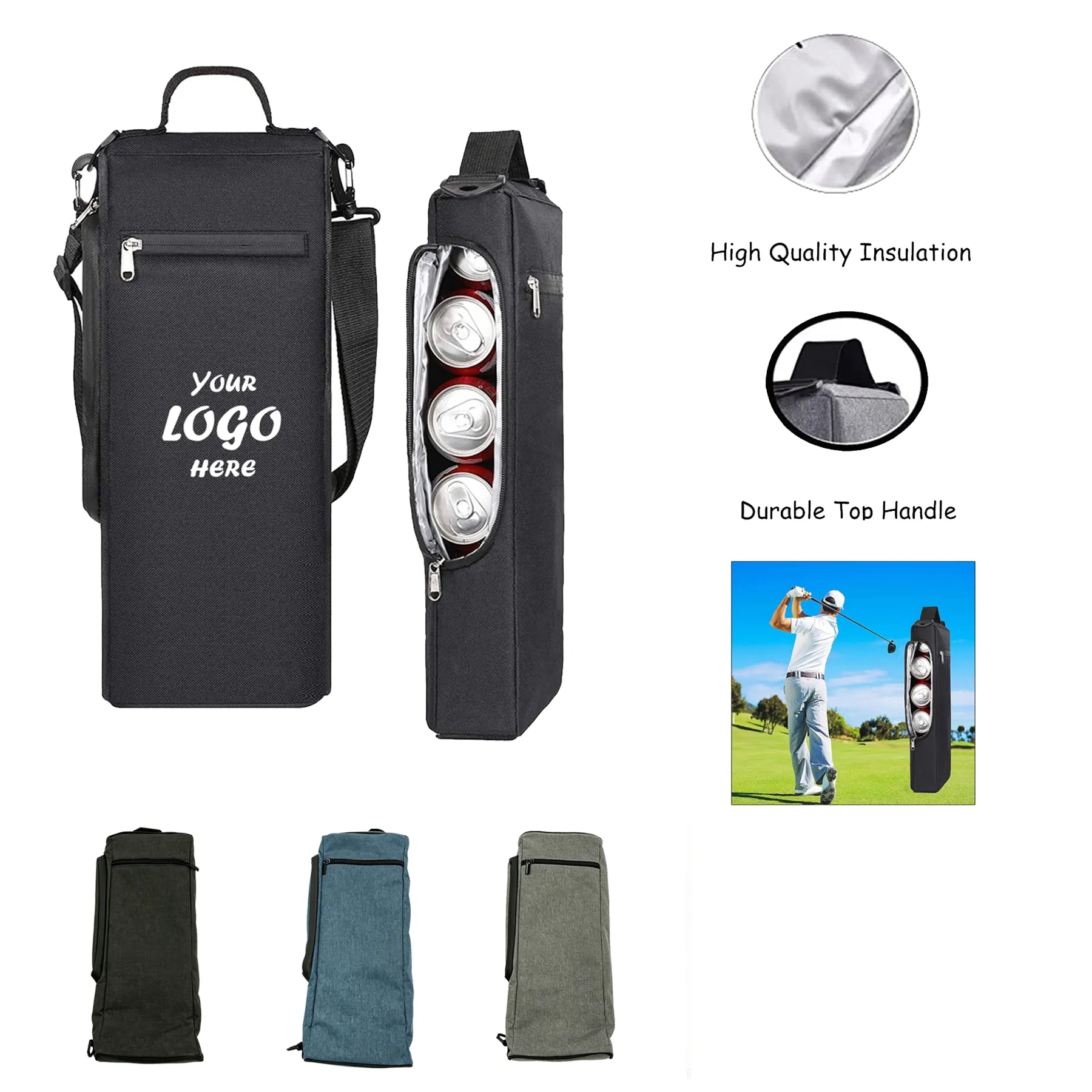 Portable Insulated Golf Cooler Bag For Cans And Bottles