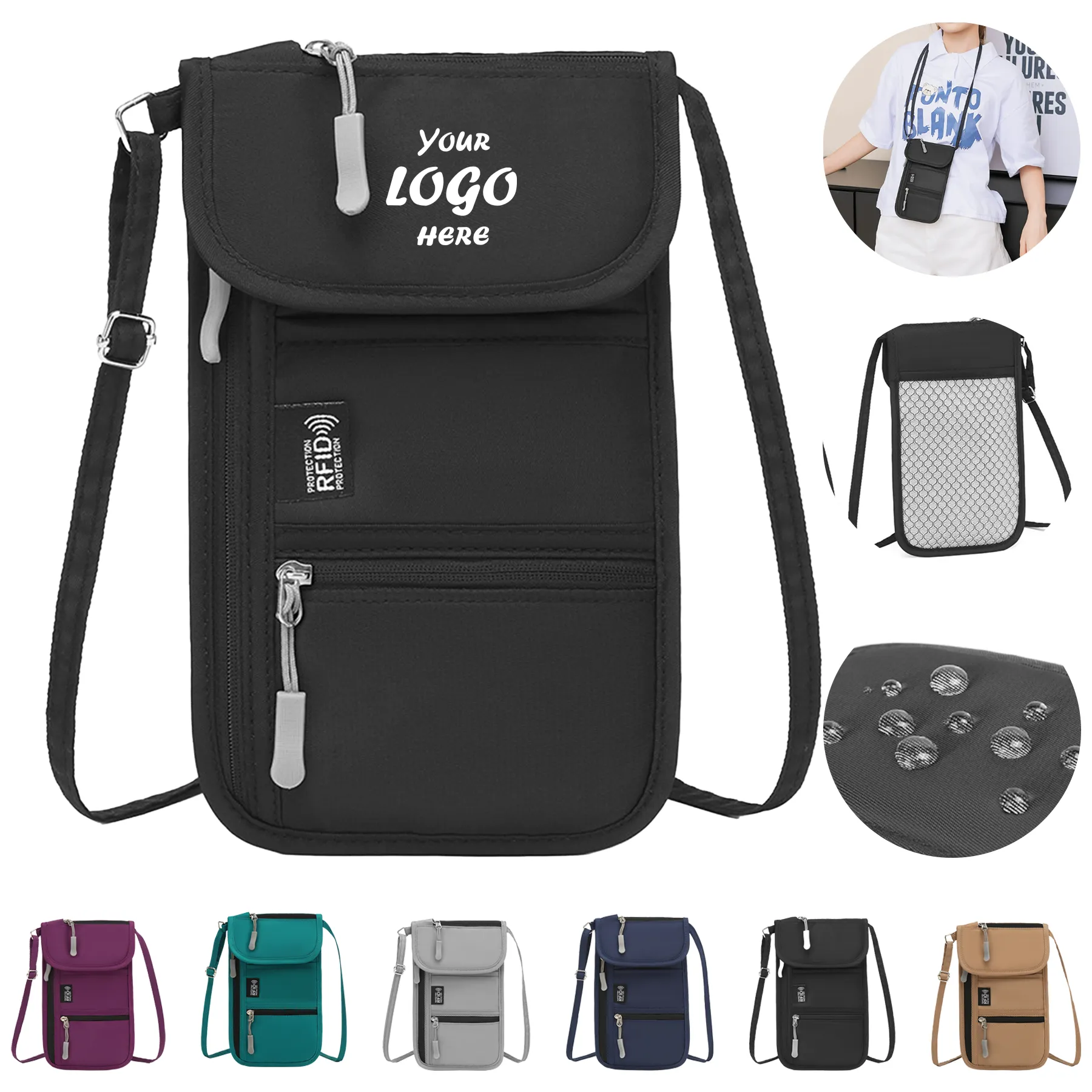 RFID Blocking Travel Passport Holder With Strap
