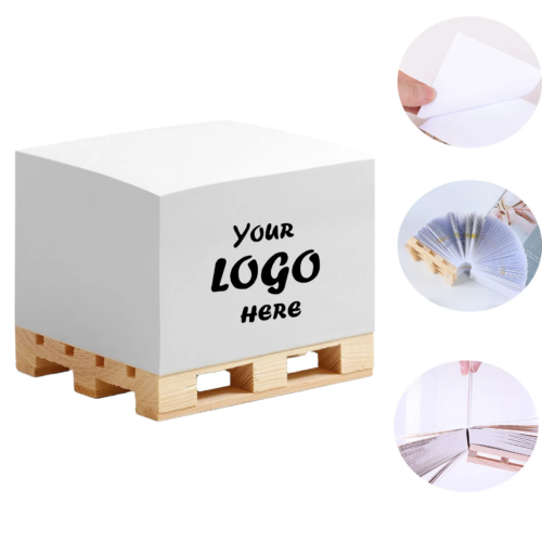 Custom Sticky Note Cube With Wooden Desk Base
