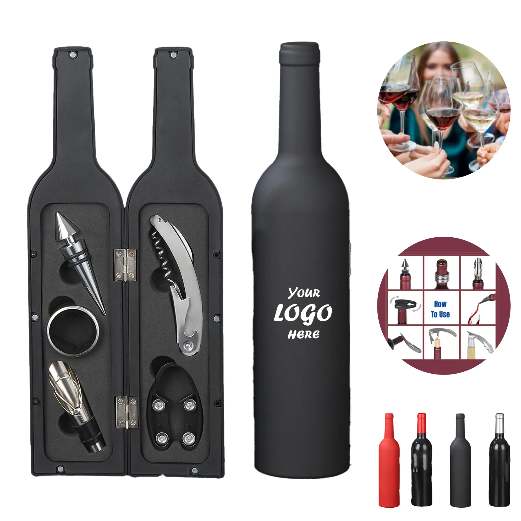 Wine Bottle Gift Set In Shaped Case