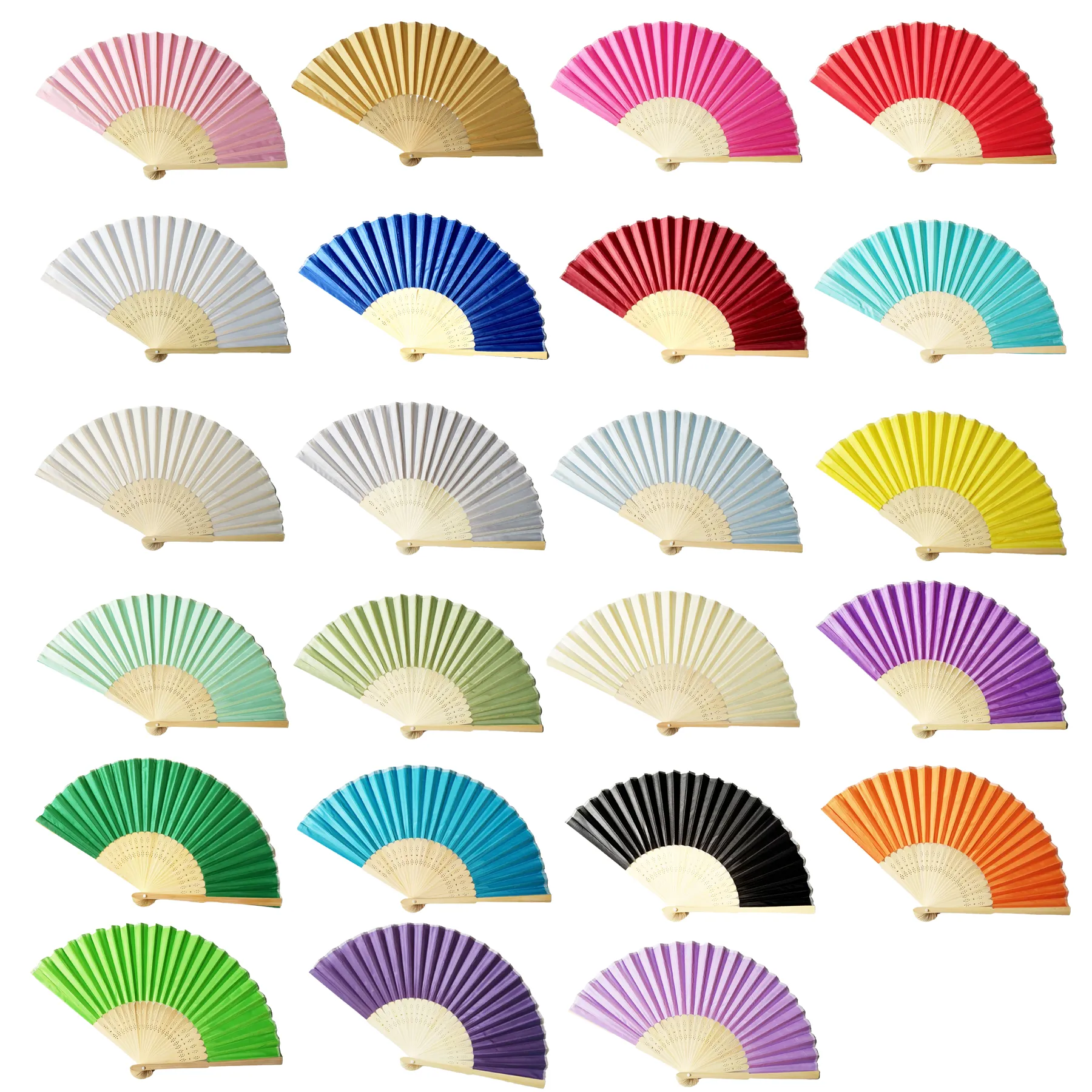 Bamboo Folding Hand Fan With Printed Cloth Panel - Image 3