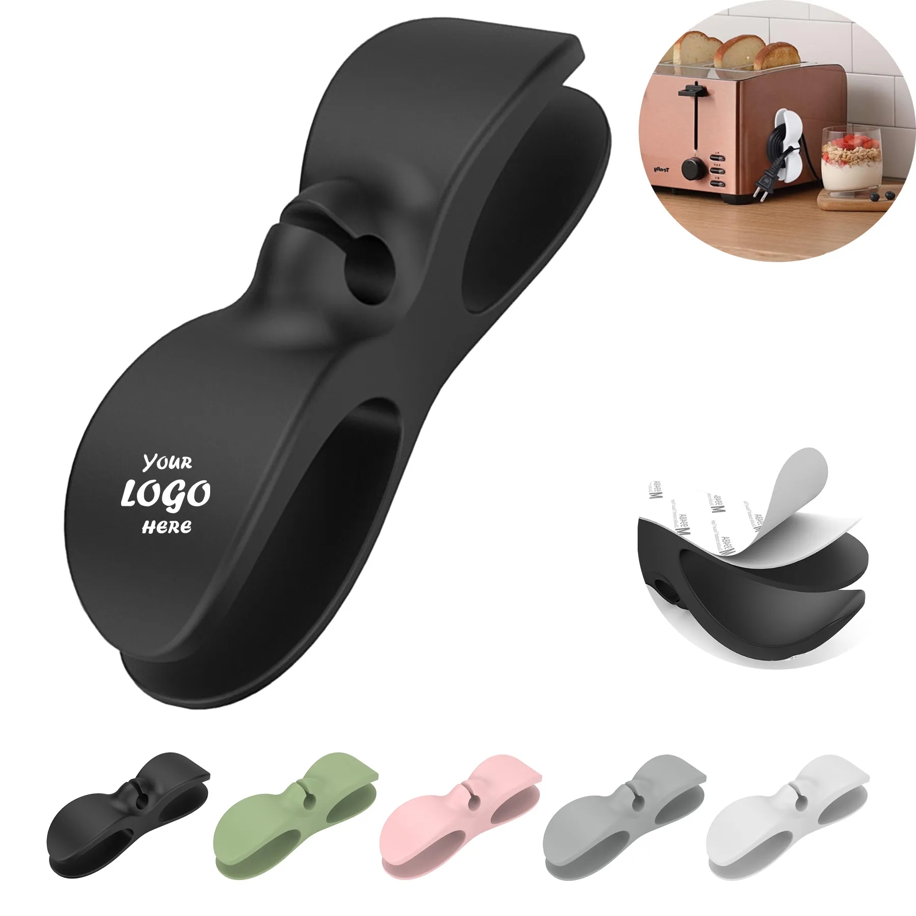 Silicone Appliance Cord Organizer With Adhesive Base