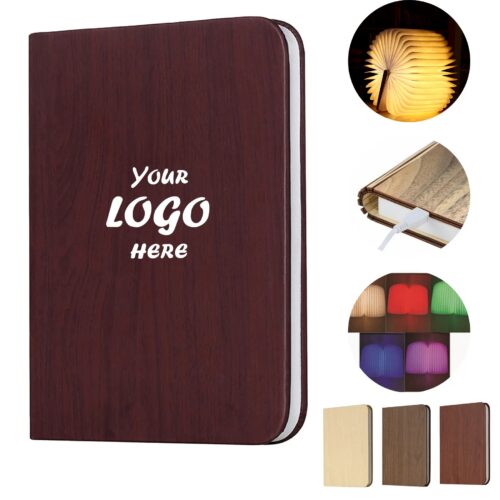 Foldable Wooden Book Lamp With Three Light Colors