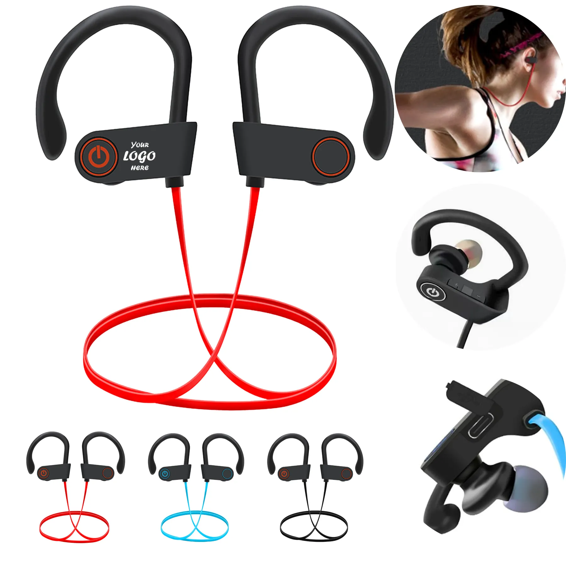 Waterproof Bluetooth Sports Earbuds With Mic
