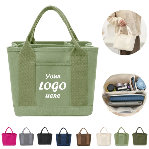 Canvas Multi Pocket Tote Bag With Shoulder Strap