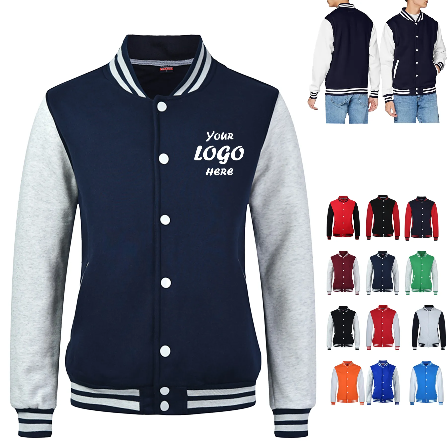 Unisex Baseball Jacket With Front Heat Transfer Imprint