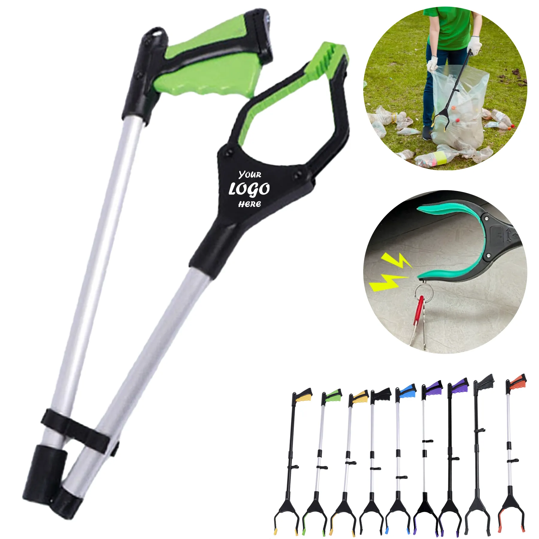 Foldable Reacher Grabber Tool With Colored Grip Tips