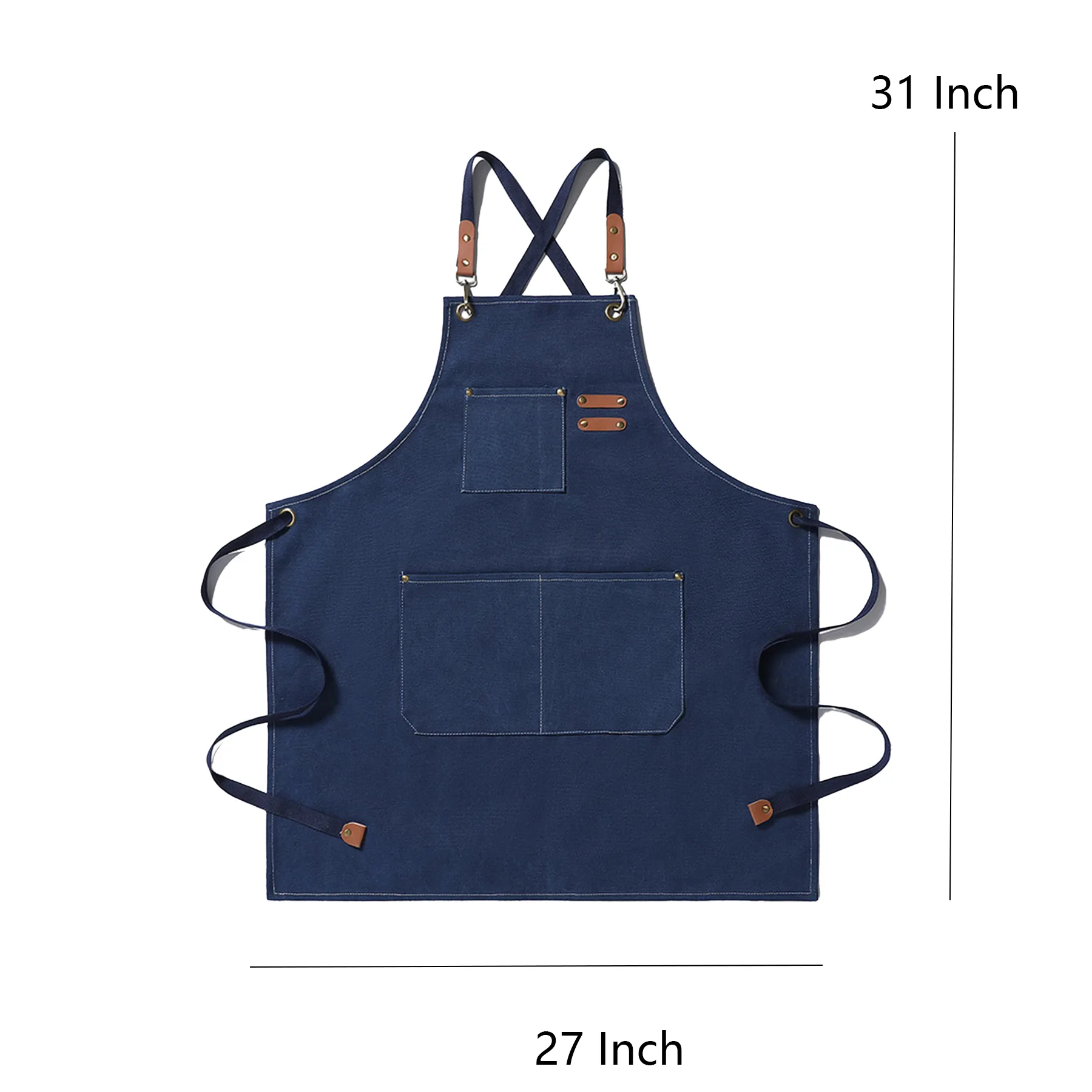 Cross Back Canvas Chef Apron With Front Pockets - Image 2