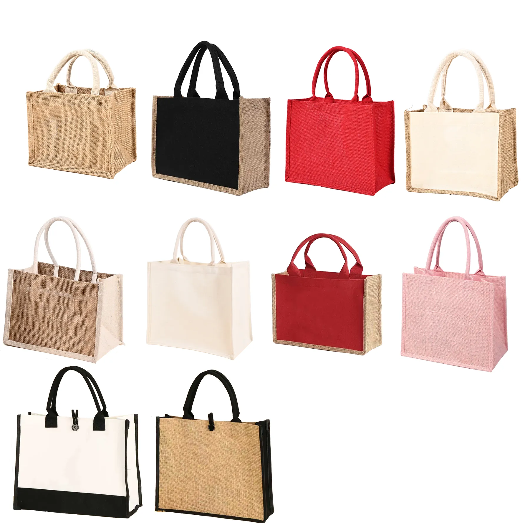 Reusable Laminated Burlap Grocery Tote Bag With Handle - Image 3