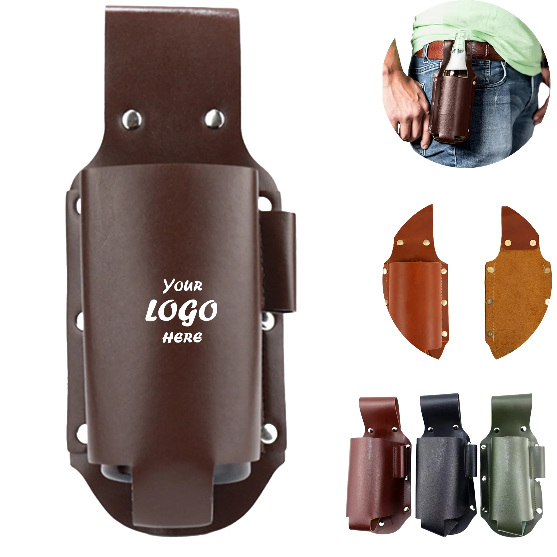 Hands Free Drink Holder Belt With PU Waist Pouch Bag