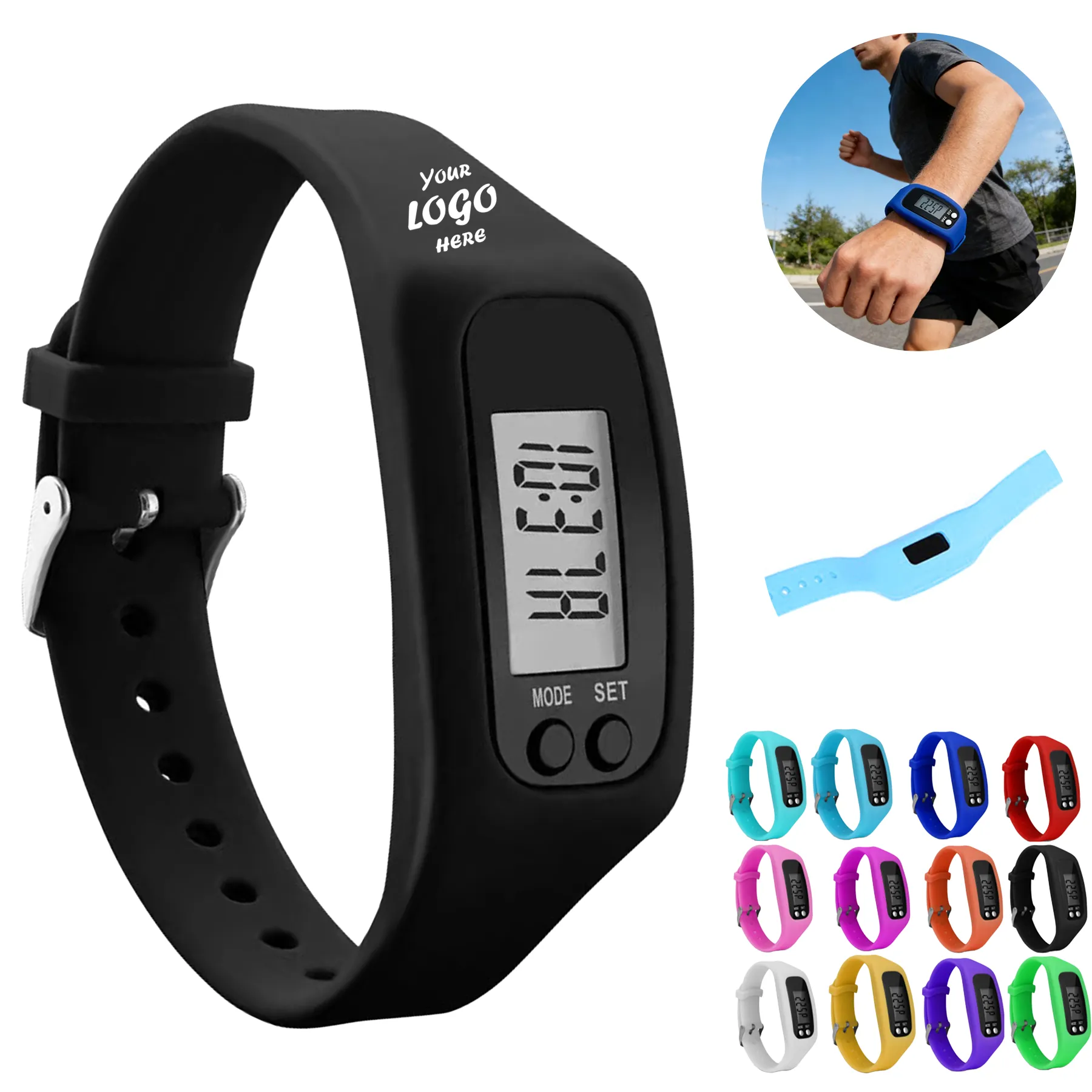 Silicone Watch Pedometer With Custom Logo Wrist Band