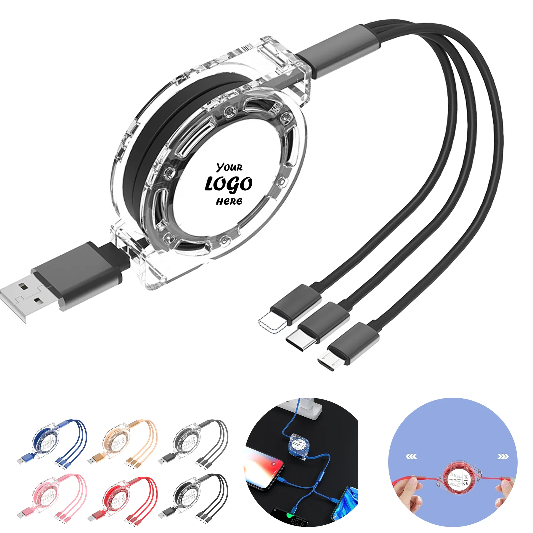 3 In 1 Retractable USB Charging Cable