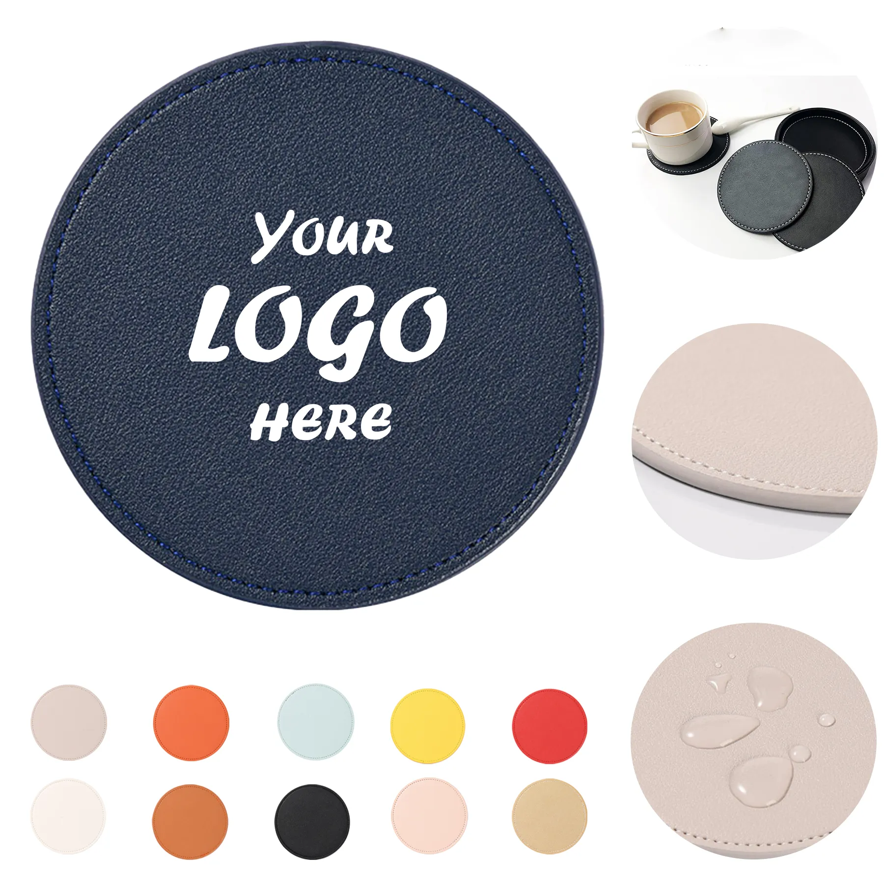 Round PU Leather Coaster Pad