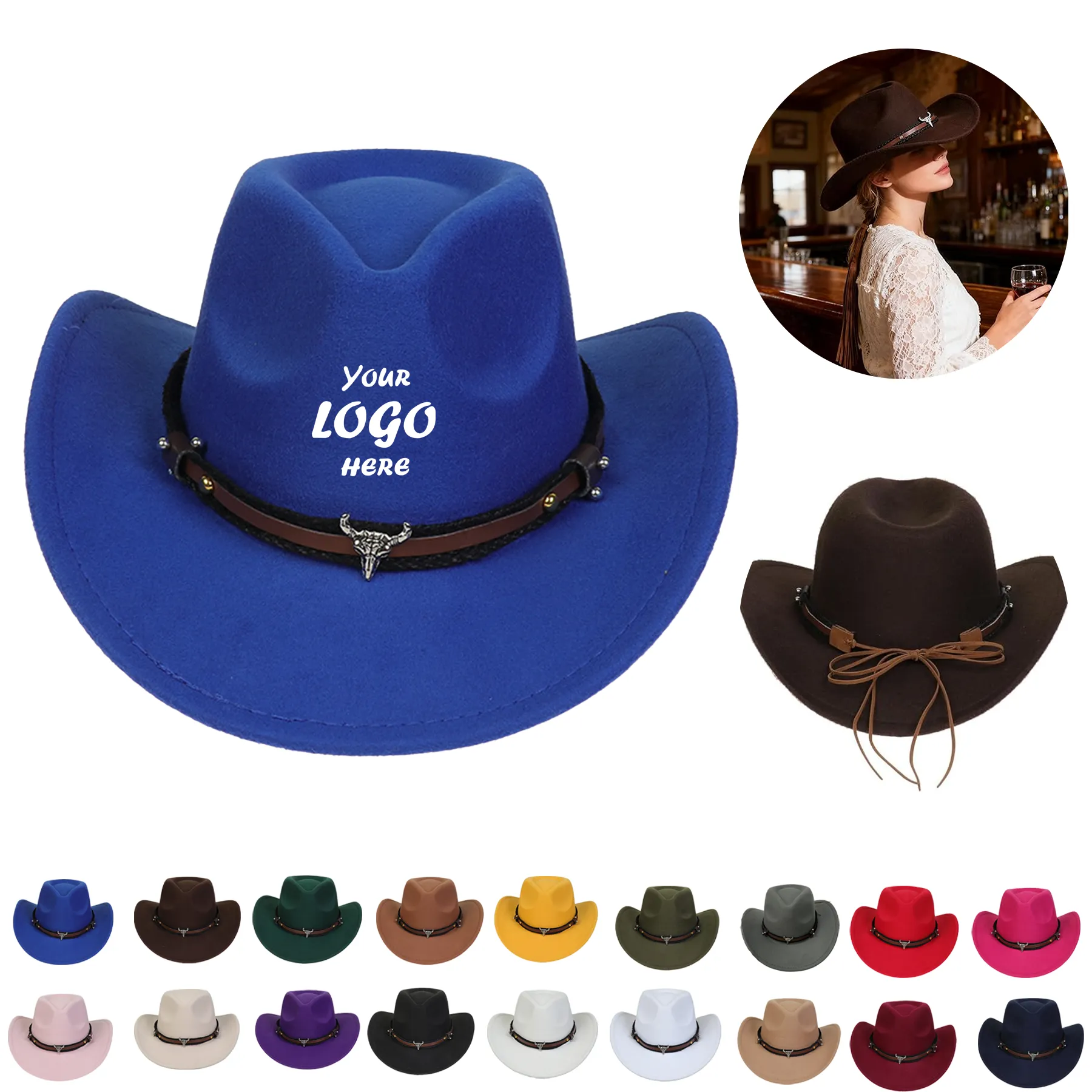Adjustable Felt Western Cowboy Hat