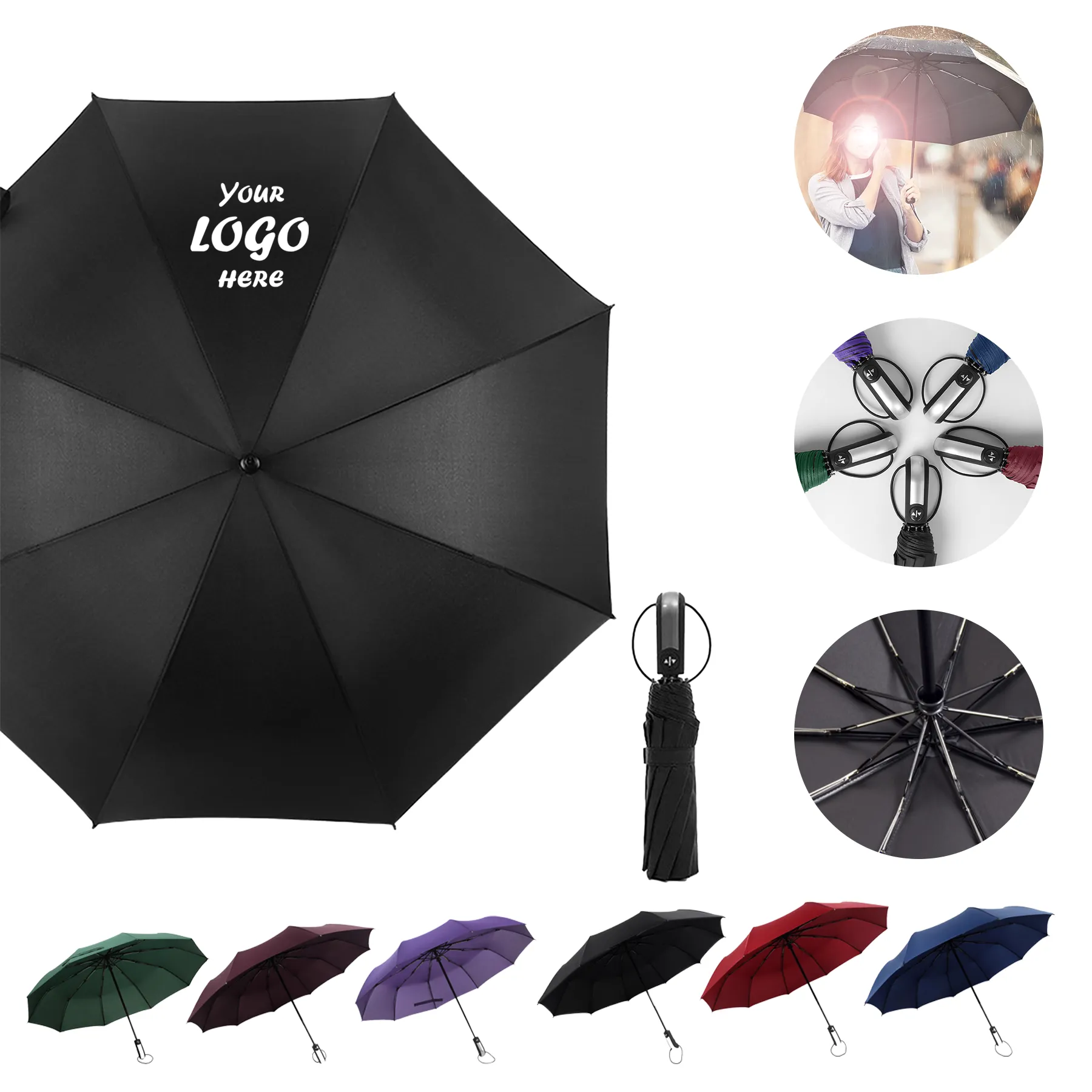 Compact Travel Umbrella With Wind Resistant Frame