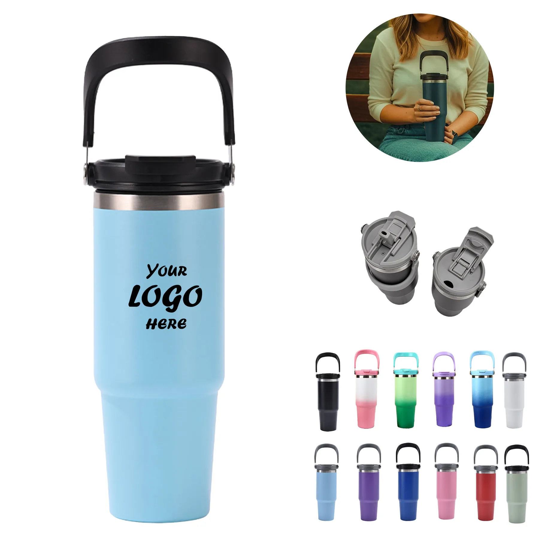 30 Oz Stainless Steel Insulated Handle Tumbler