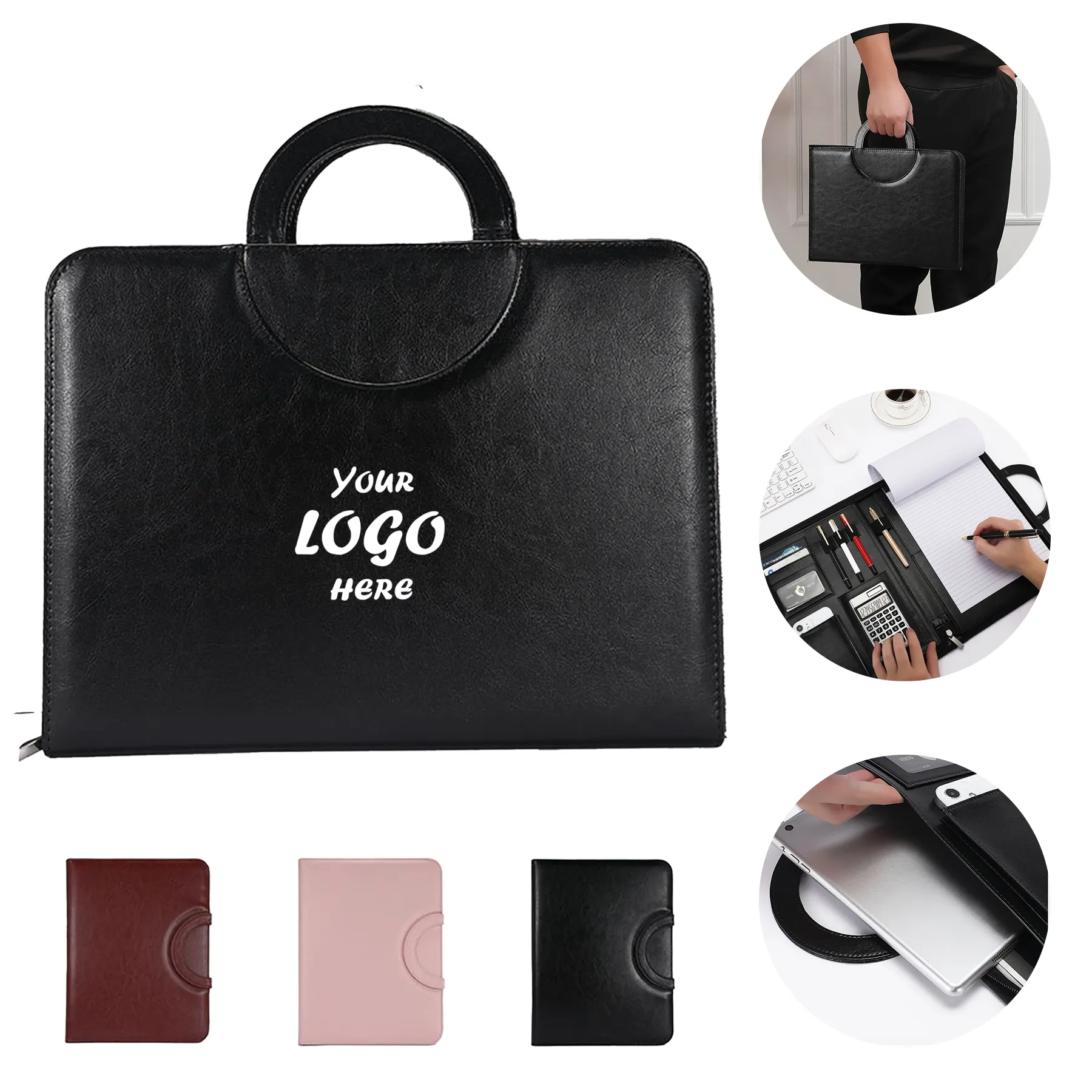 Zippered PU Business Portfolio Brief Case