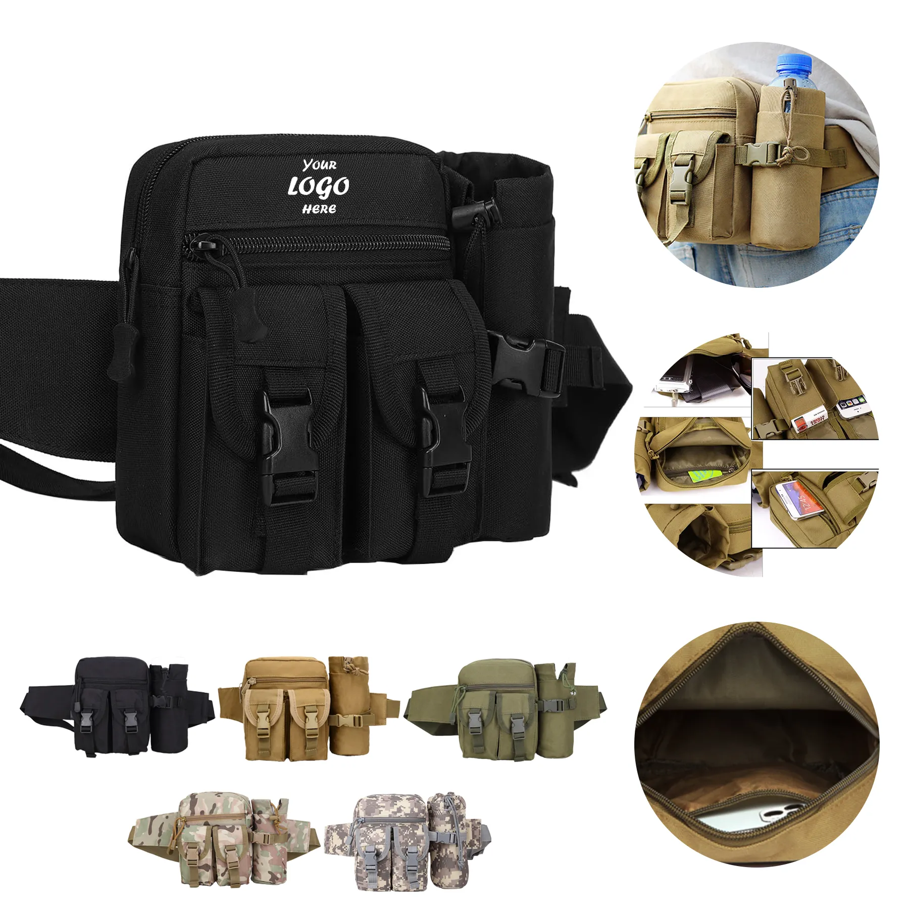 Oxford Waist Pack With Water Bottle Holder