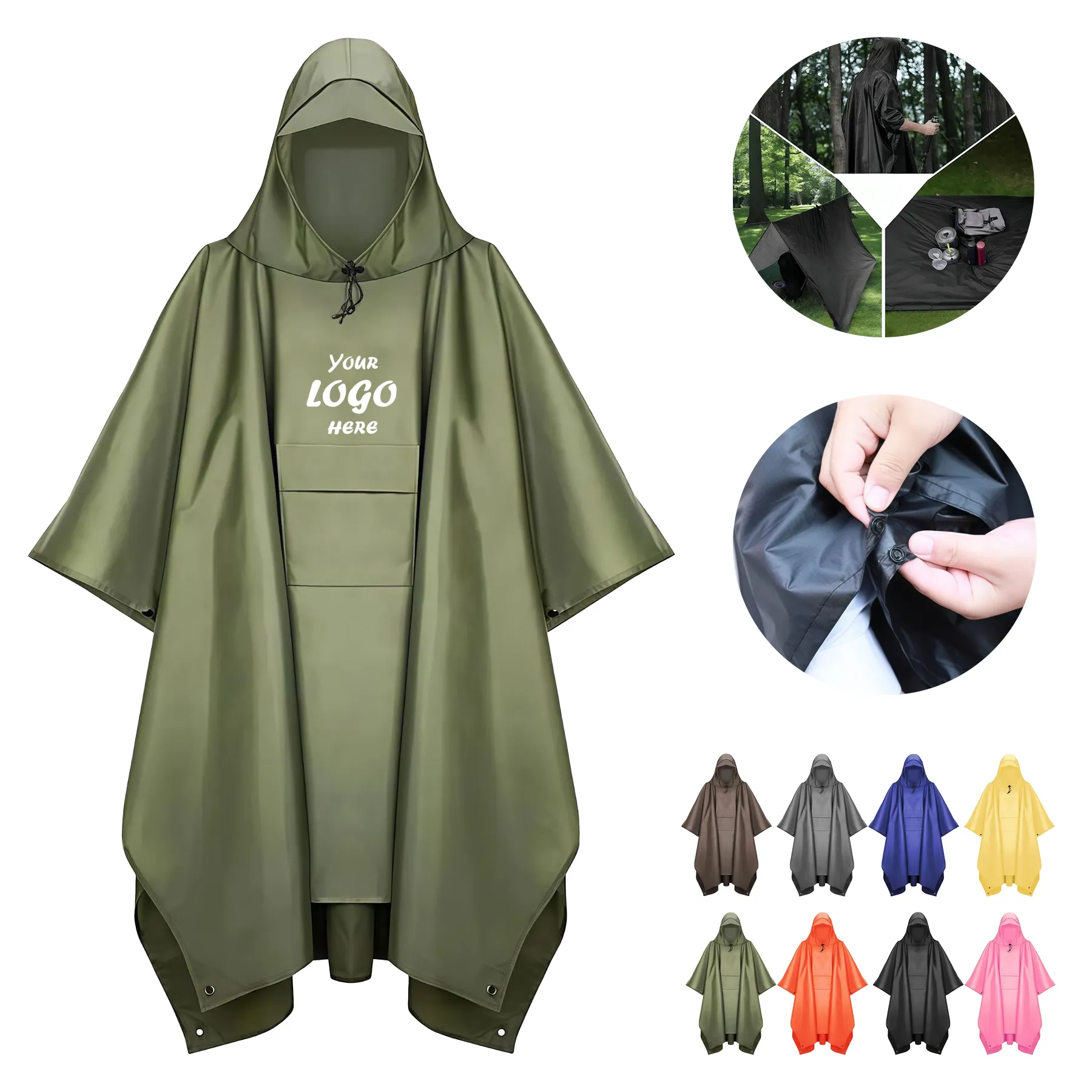Long Waterproof Hooded Raincoat Jacket