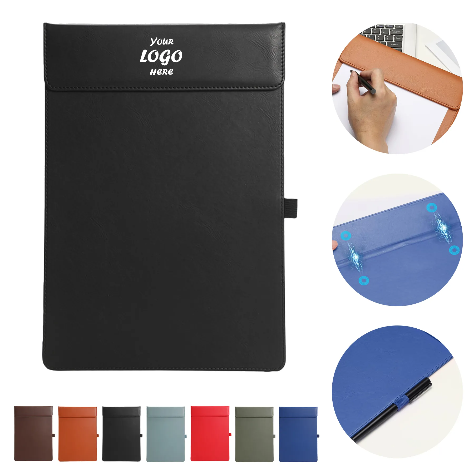 PU Leather Magnetic Office Clipboard Folder