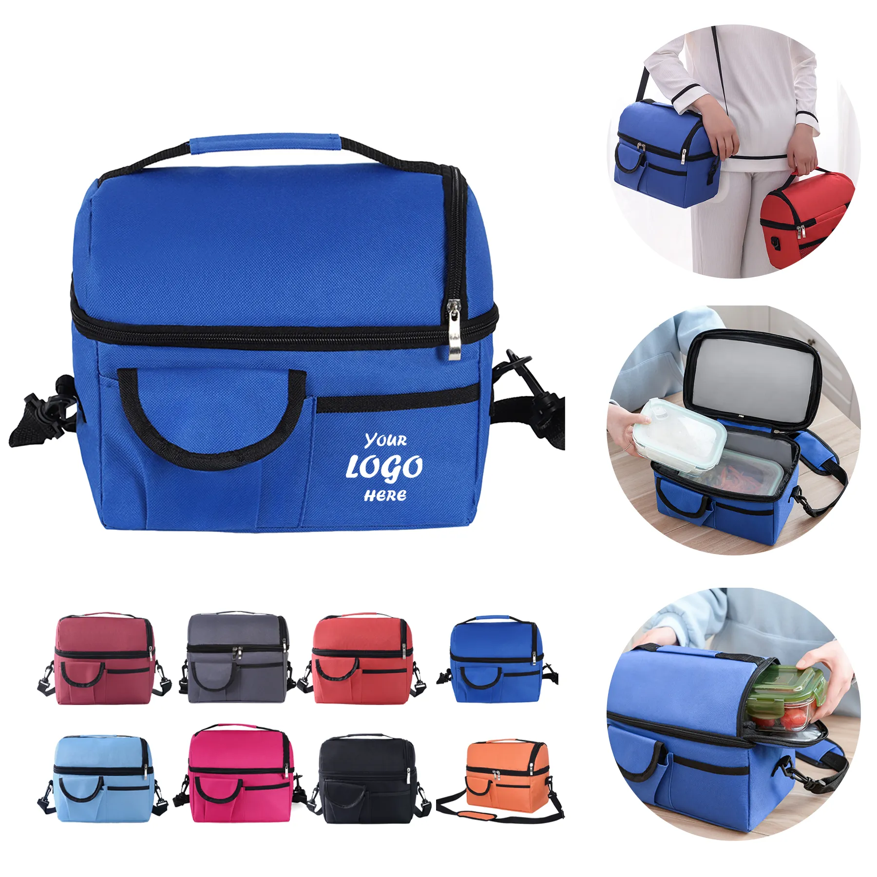 Insulated Cooler Lunch Bag With Shoulder Strap