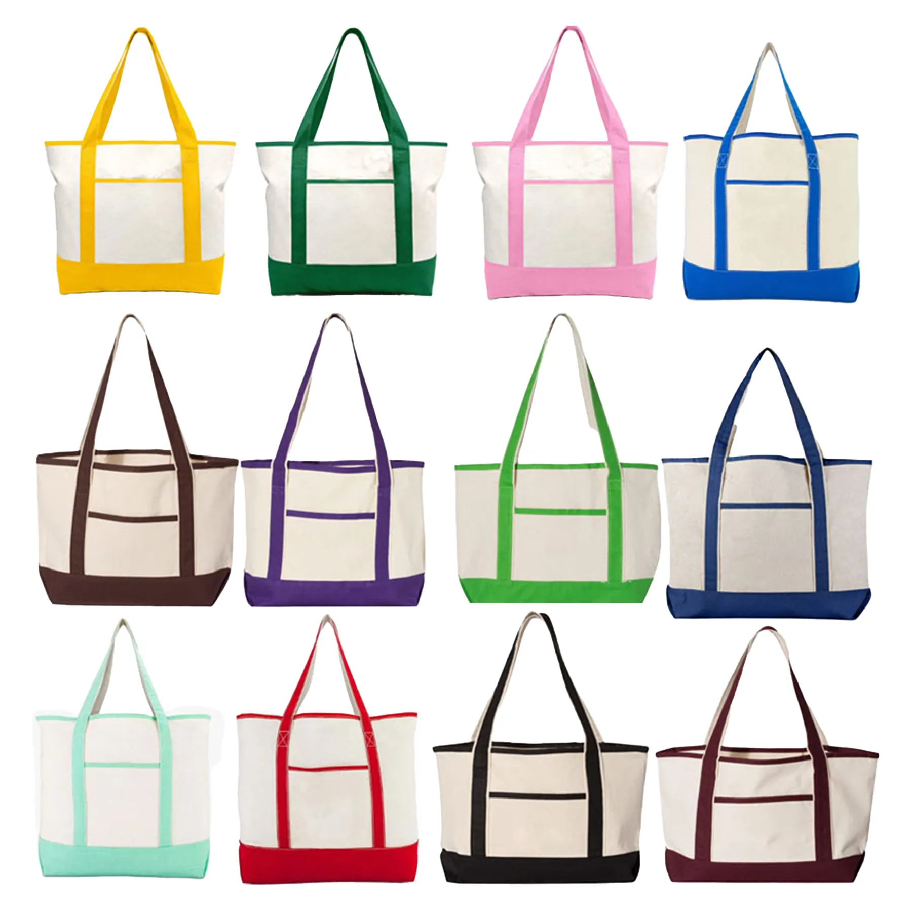 Large Canvas Tote Bag With Interior Zipper Pocket - Image 3