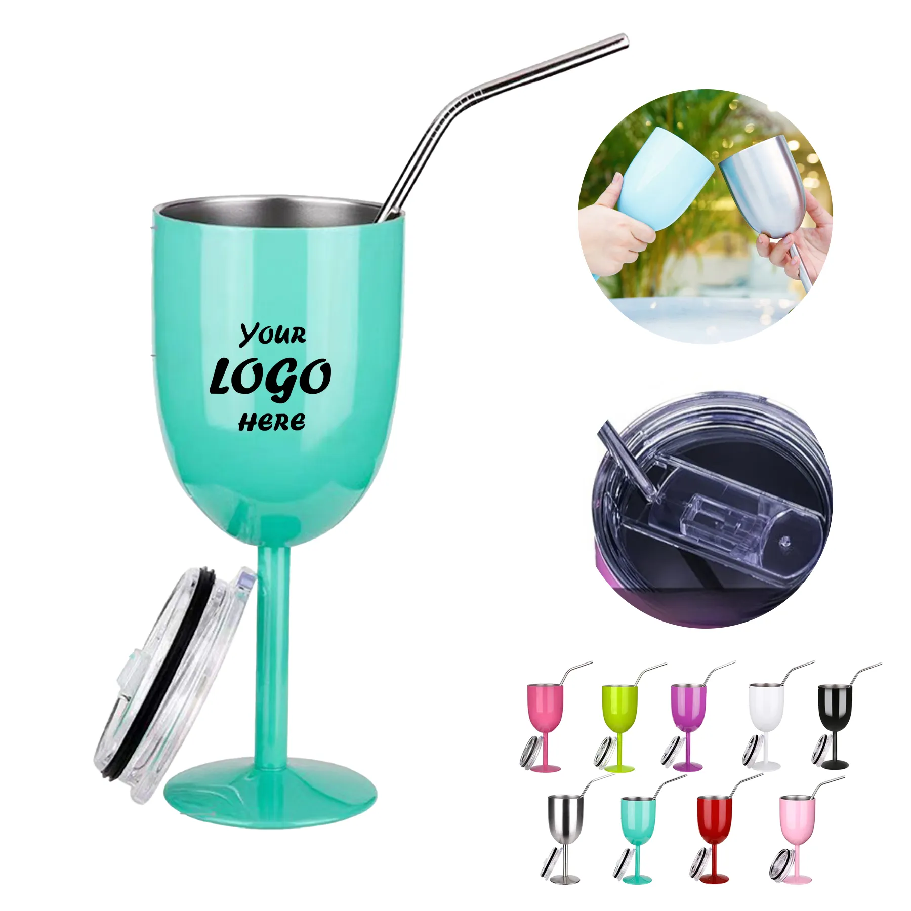 Insulated Stainless Steel Stemless Wine Cup With Lid