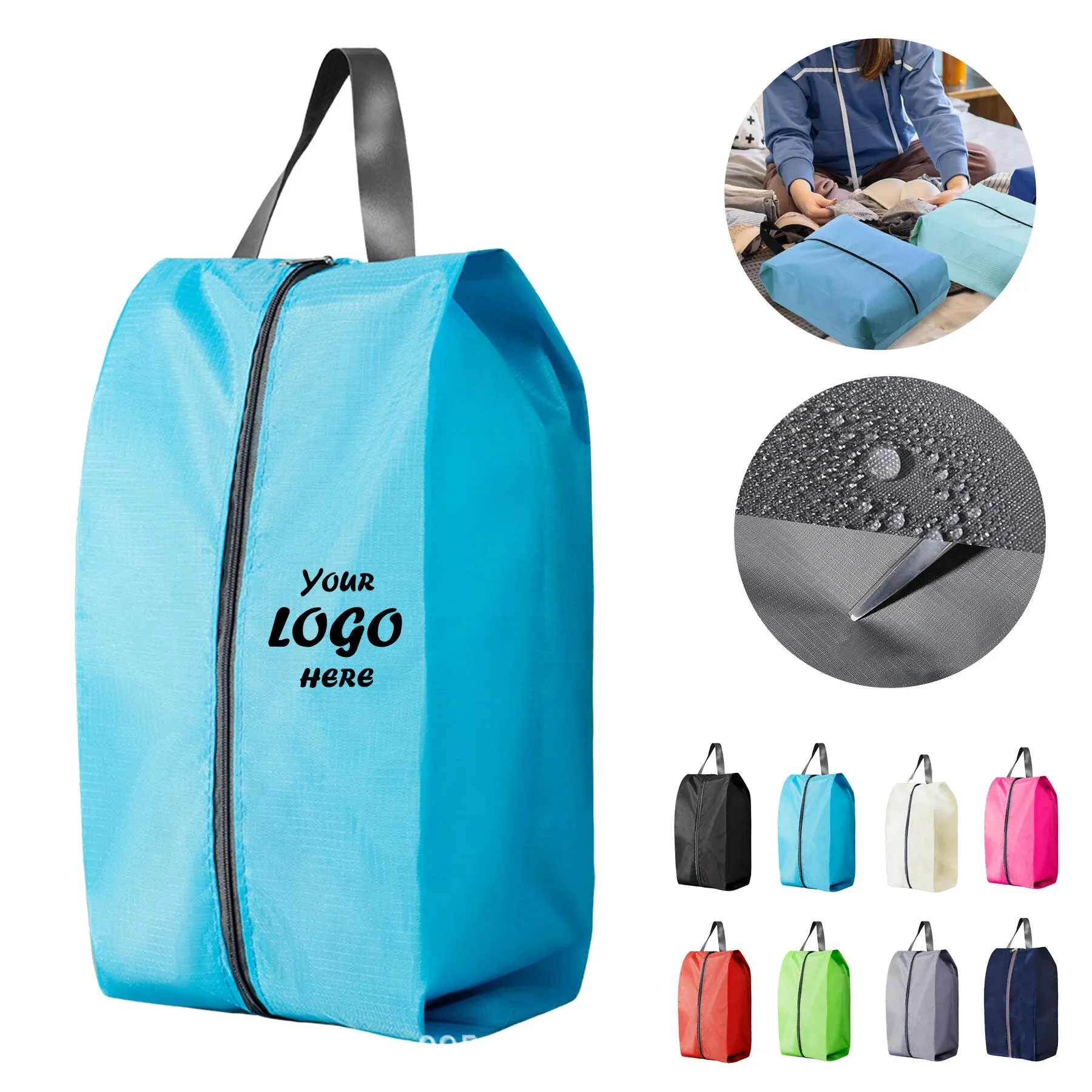 Waterproof Nylon Travel Shoe Organizer Bag With Zipper