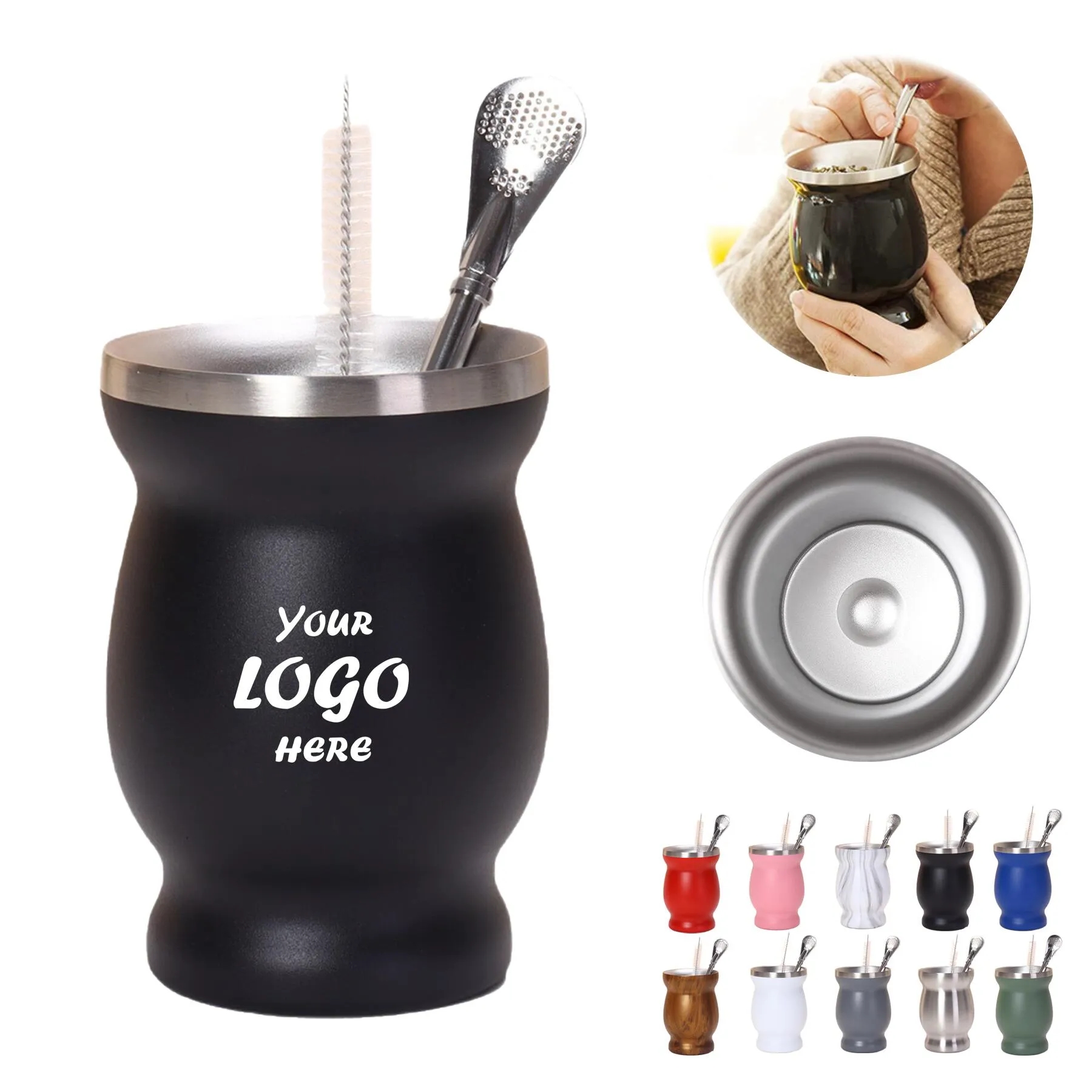 Insulated Stainless Steel Yerba Mate Cup Set With Straw