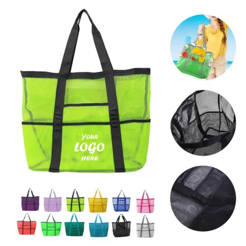 Large Mesh Beach Tote Bag With Inner Zipper Pocket
