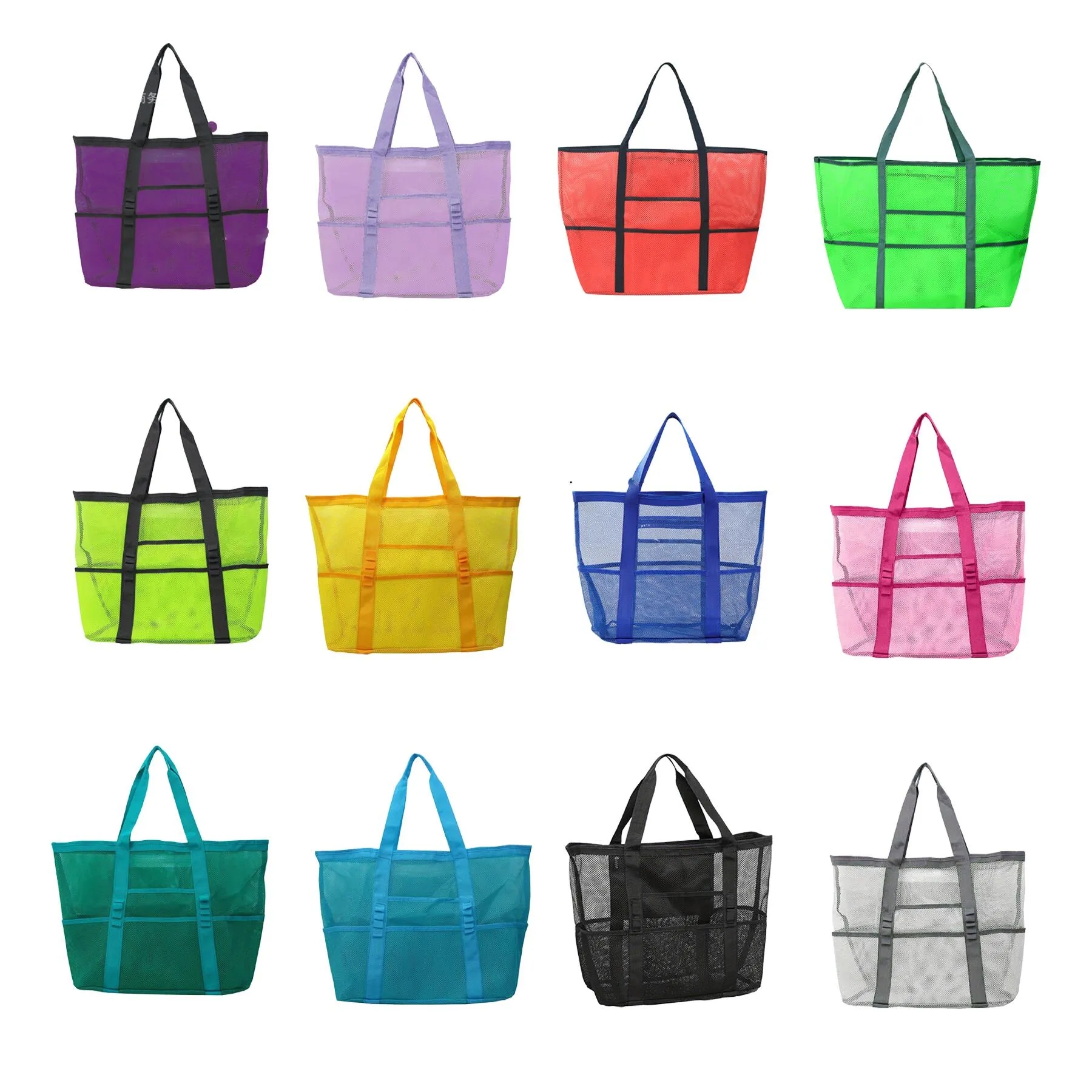 Large Mesh Beach Tote Bag With Inner Zipper Pocket - Image 3