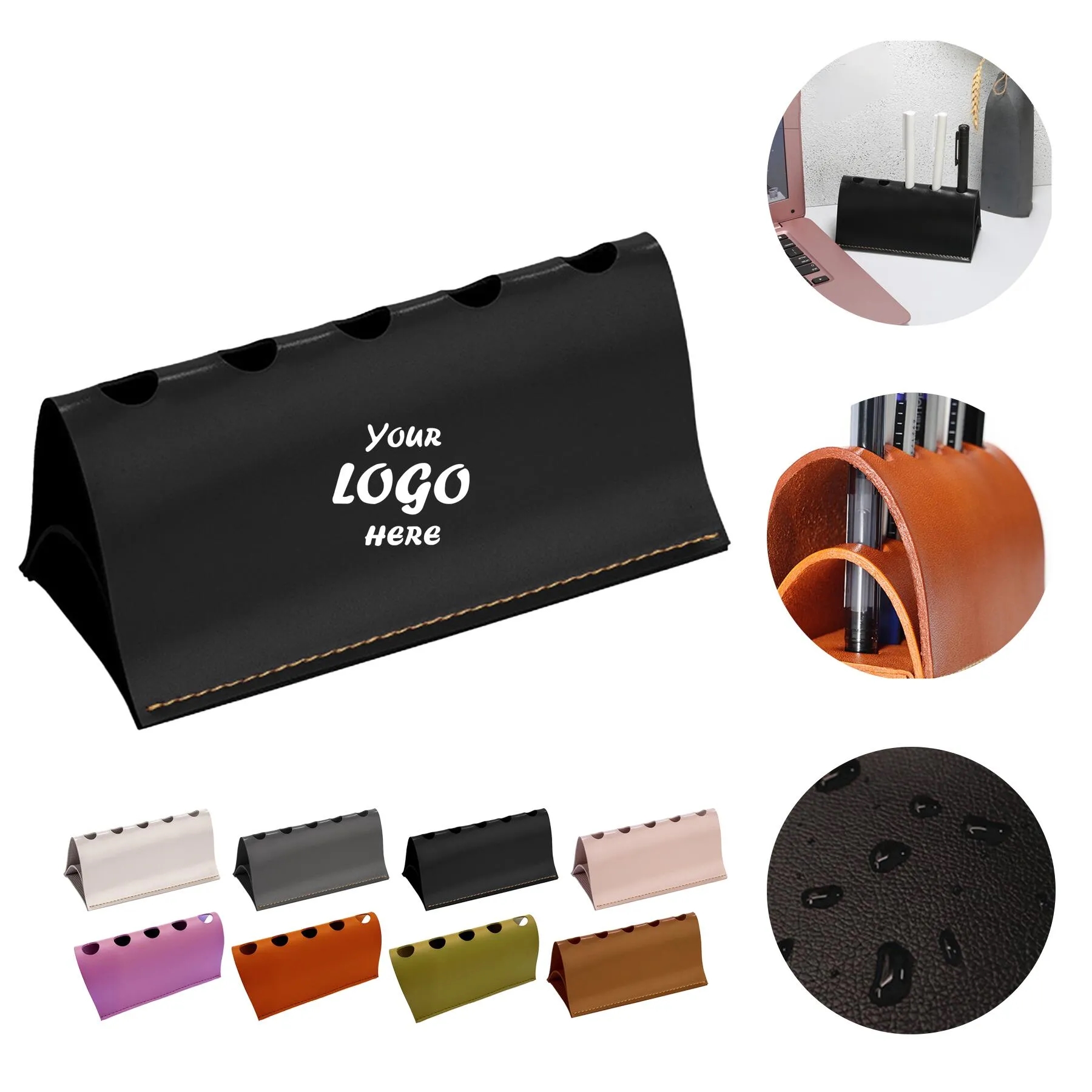 Foldable Polyurethane Desk Pen Holder With Five Slots