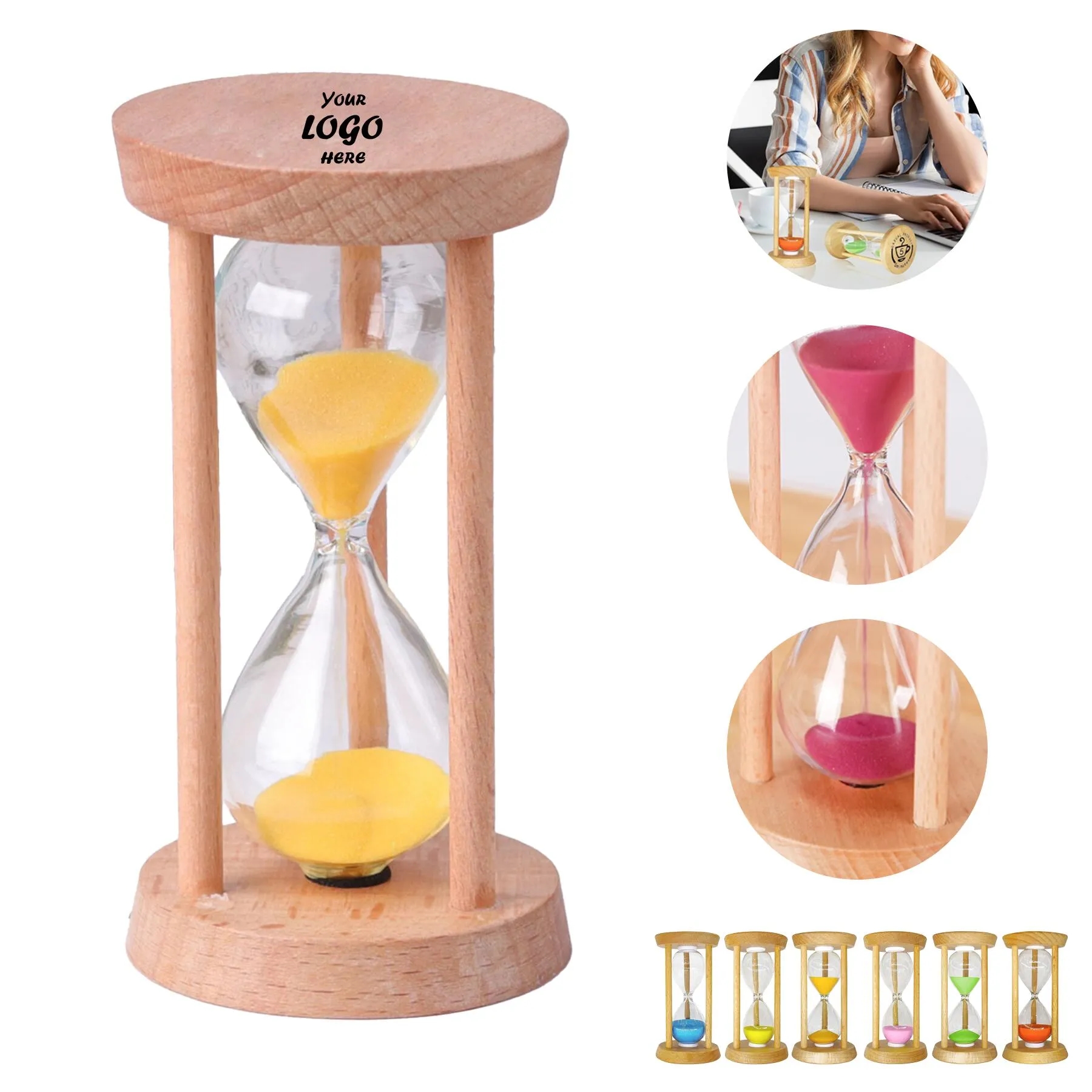 Round Wooden Sand Hourglass Timer For Desk And Games