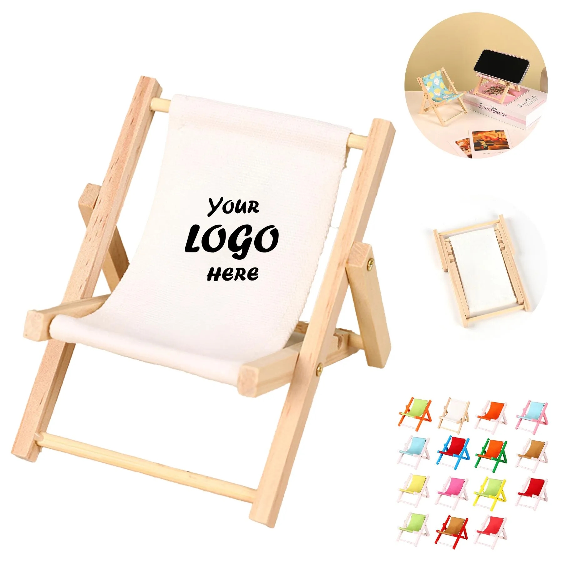 Folding Beach Chair Phone Holder With Canvas Seat