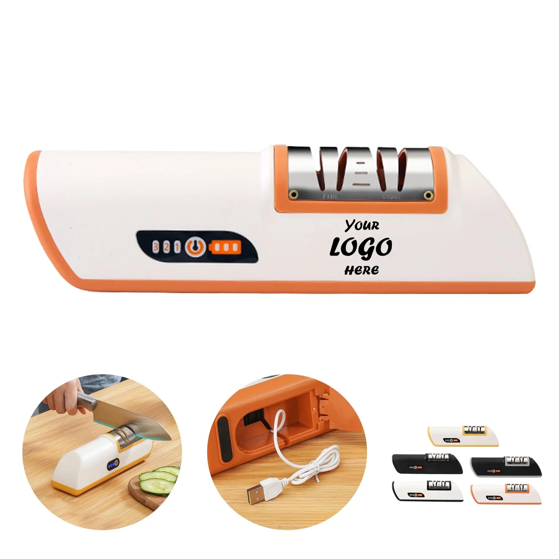 Rechargeable Electric Knife Sharpener With Two Stages