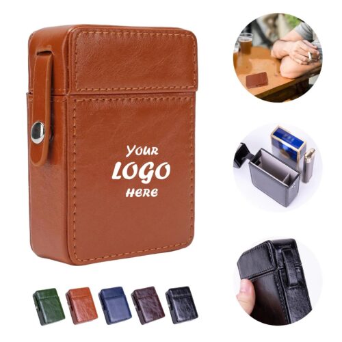 Magnetic Polyurethane Cigarette Case With Lighter Pocket