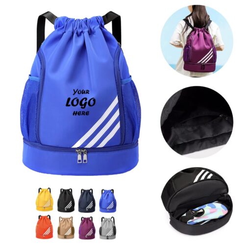 Waterproof Drawstring Backpack With Shoe Compartment