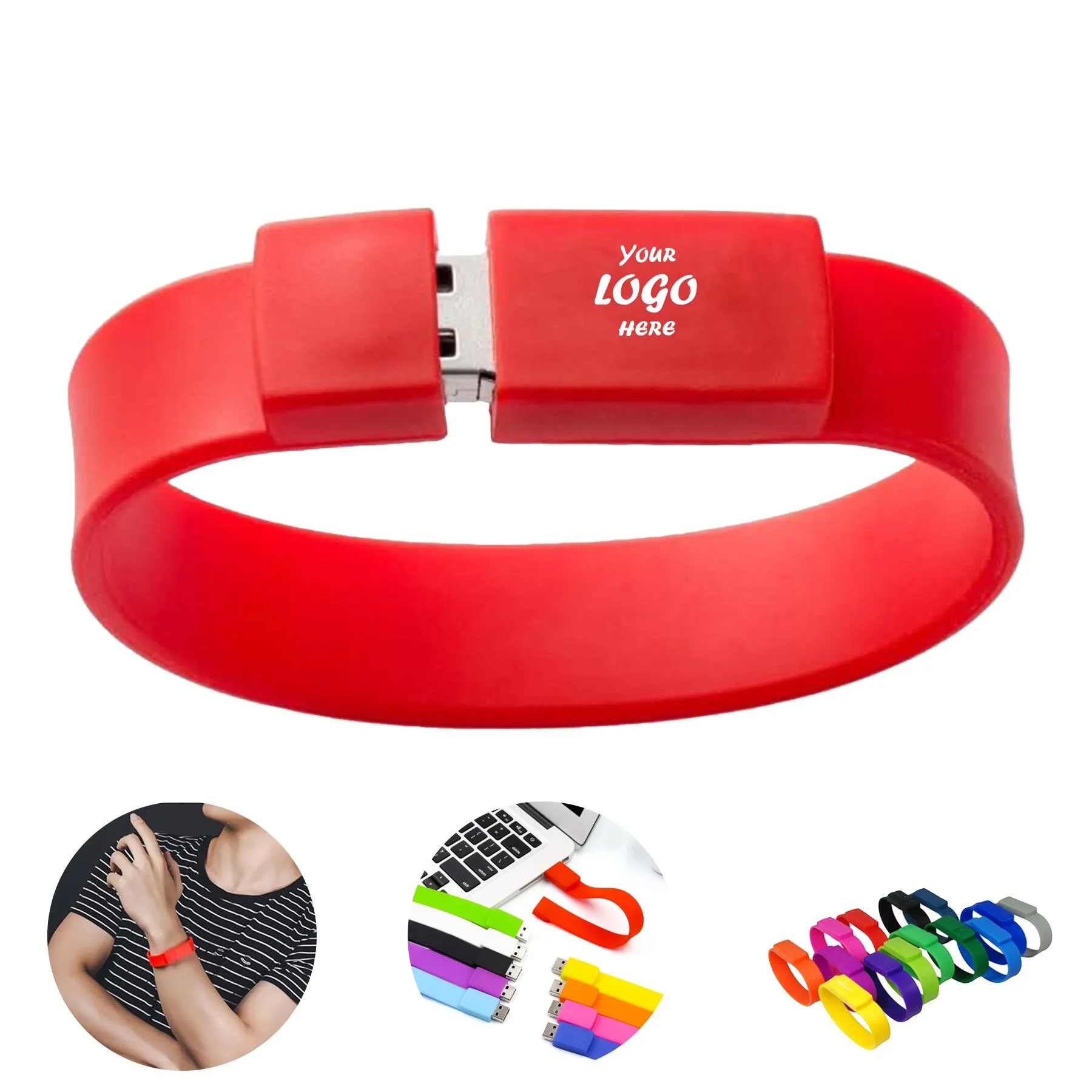 Silicone Wristband USB Flash Drive With 1GB Storage