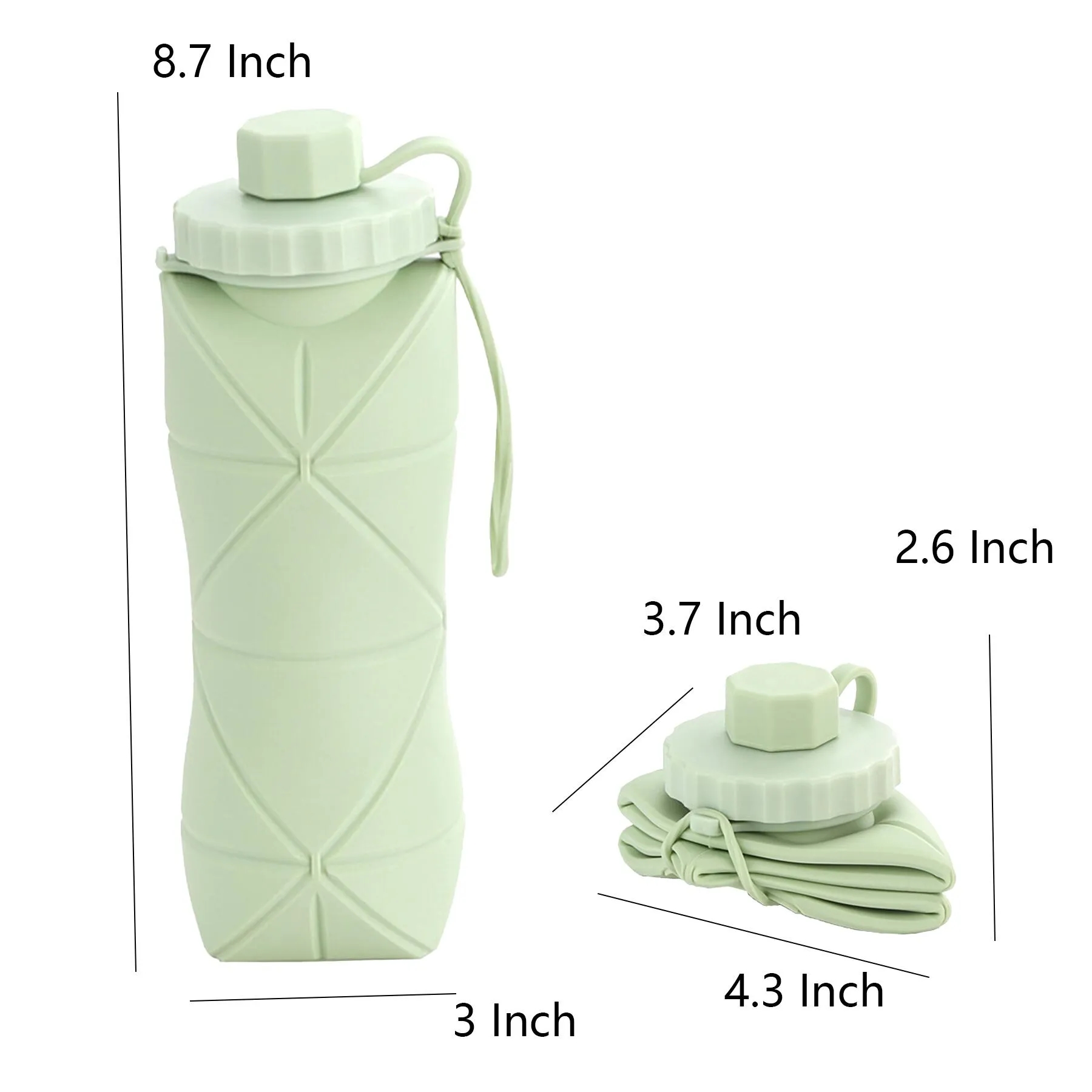 Collapsible Silicone 600ml Water Bottle For Travel - Image 2