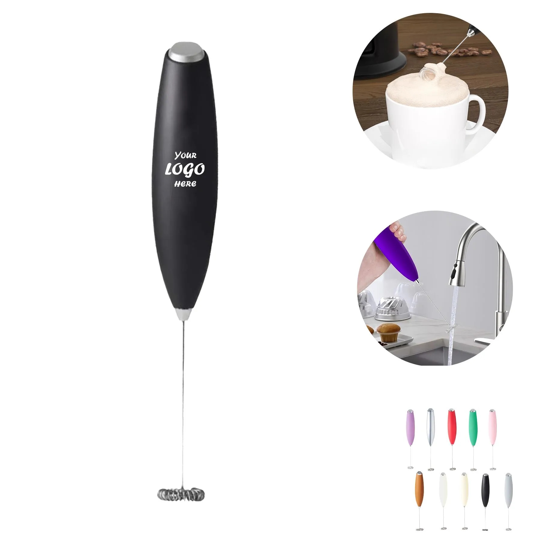 Electric Milk Frother Whisk Wand With Stand