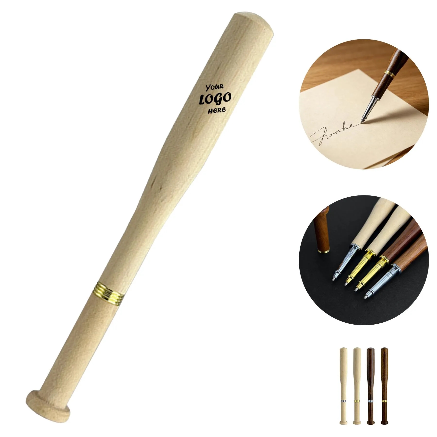 Creative Wooden Baseball Bat Shaped Ballpoint Pen