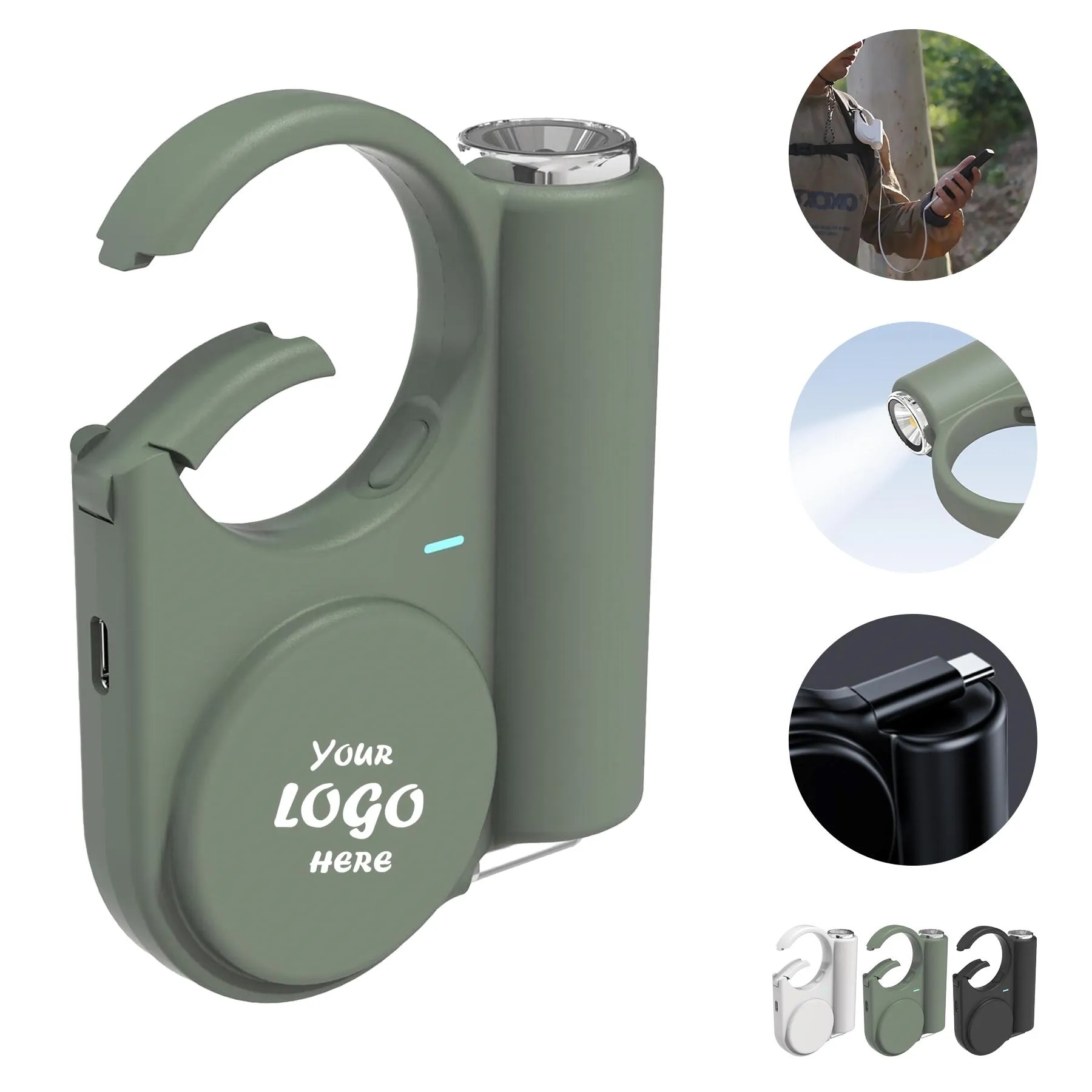 Multi-Use 5000mAh Power Bank With Cable And Flashlight