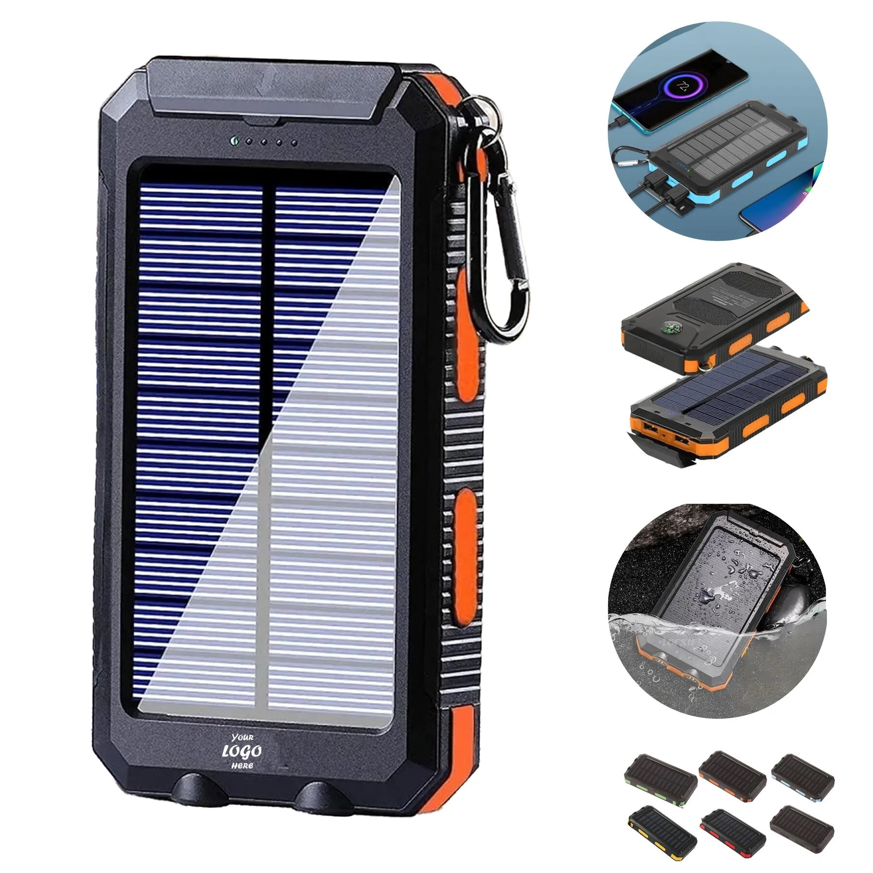 Waterproof 10000mAh Solar Power Bank With Compass And Light