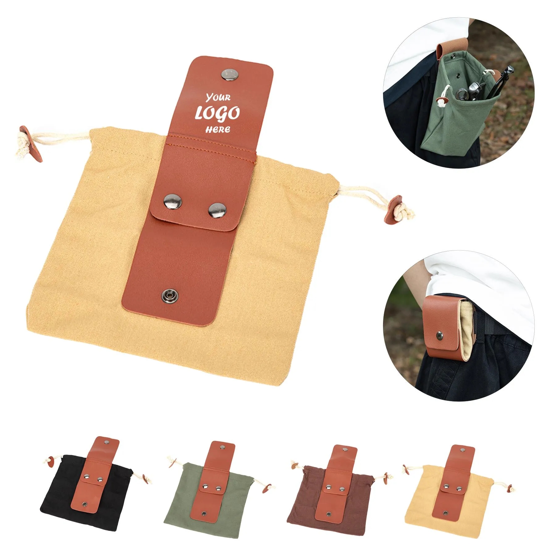 Canvas Foraging Pouch With Belt Loop And Drawstring