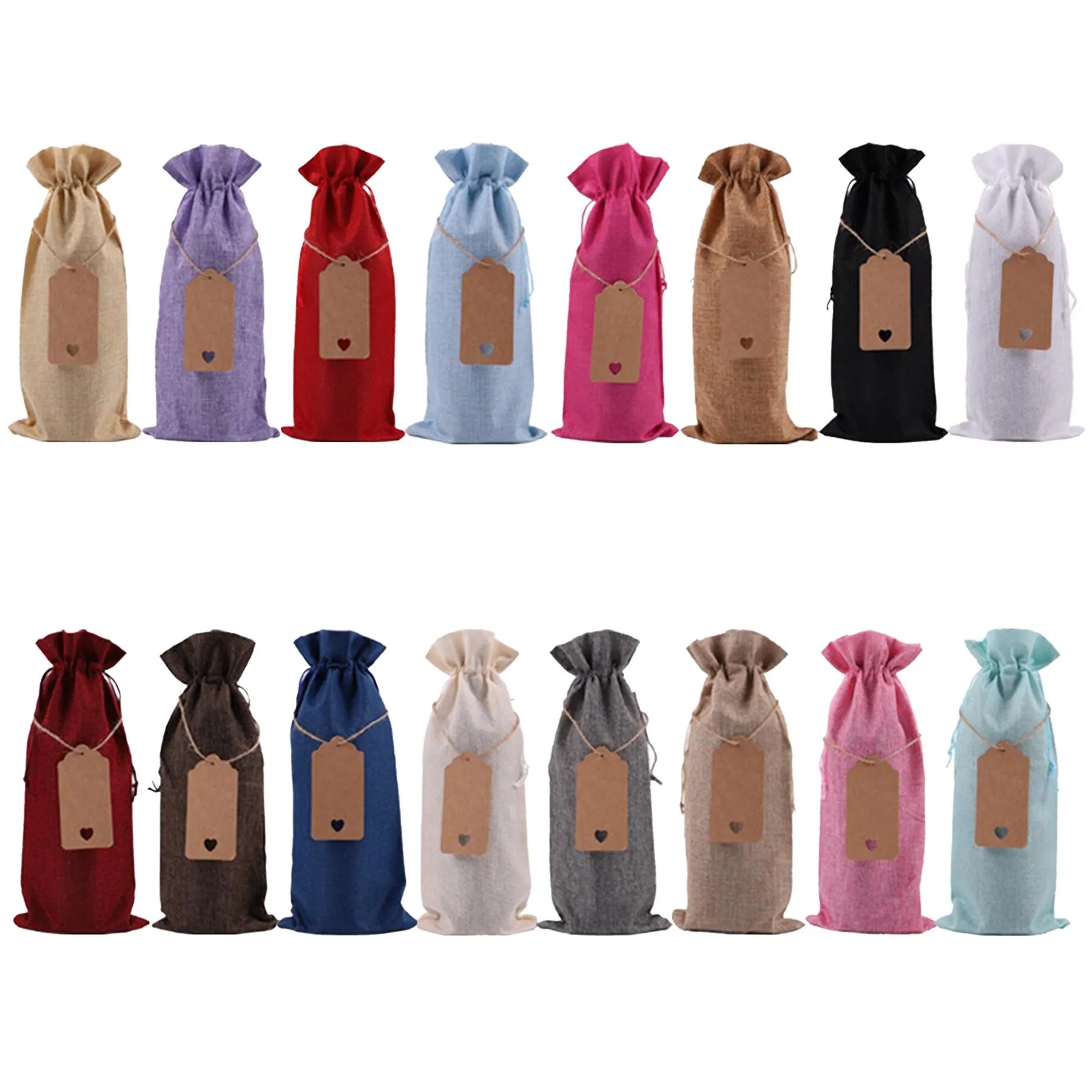 Rustic Burlap Wine Bottle Gift Bag With Drawstring - Image 3
